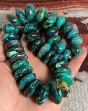 15." large old looking Turquoise abacus beads/18-23mm diameter (A602e-w8)