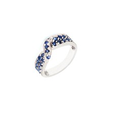 Blue Sapphire Twist Ring Engagement Wedding Unique 925 Silver ring Size 7
