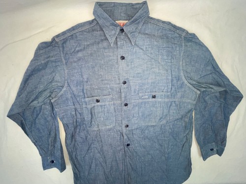 Vtg 30s 40s Men R.F.D. Rural Free Delivery Mail Order Chambray Button Work Shirt - Picture 16 of 20
