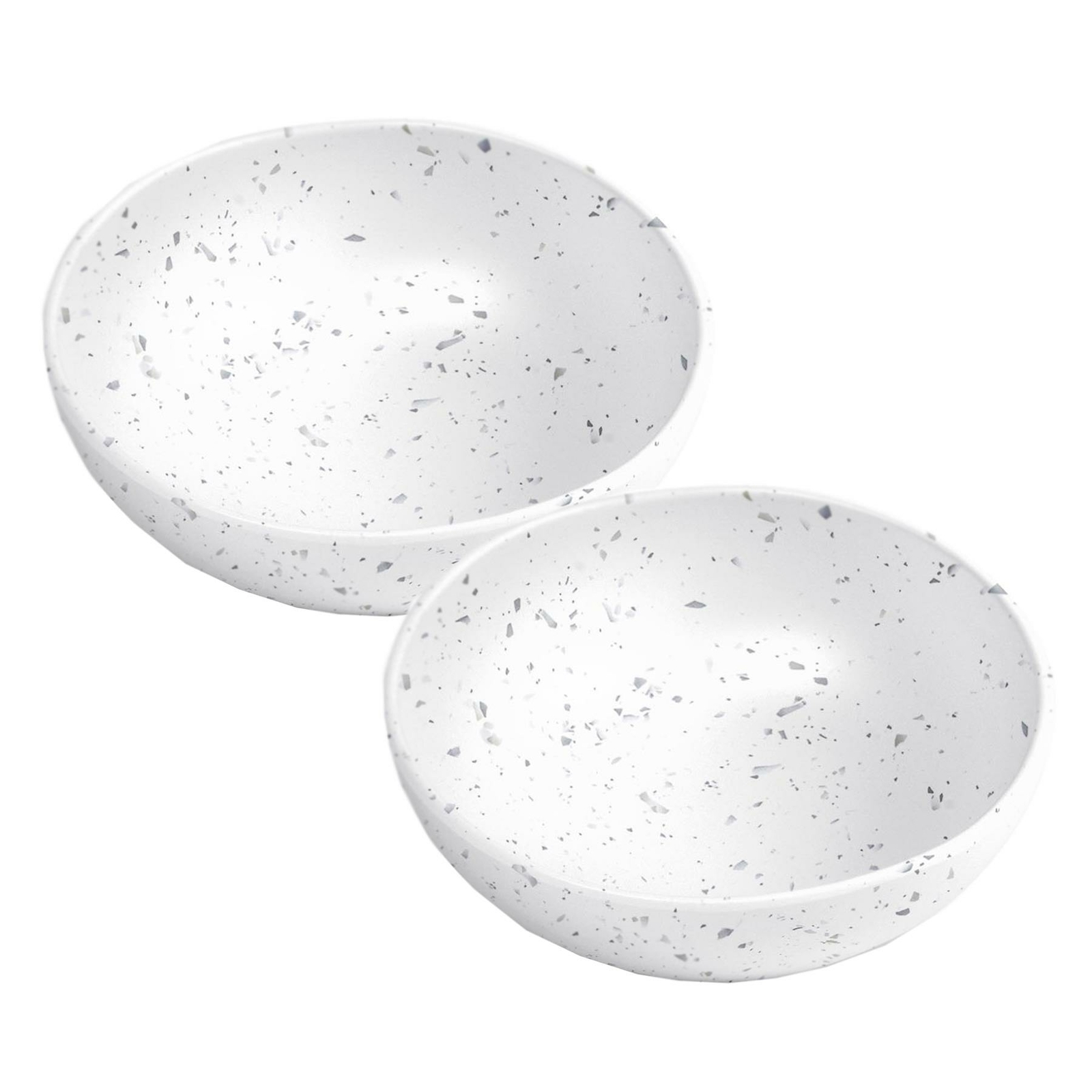 Epicurean White Terrazzo Outdoor/BBQ Melamine/Plastic Bowls - Set of 2