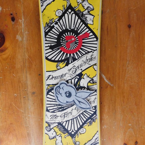 Pattini da neve Premier Madbunny giallo 8" x 35" snowboard snowboard con pedane - Foto 3 di 24