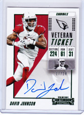2018 Panini Contenders David Johnson Veteran Ticket Auto SSP #D /24 Cardinals