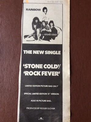 B7a Ephemera 1981 Advert Rainbow Stone Cold