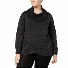 Ideology Plus Size Cowl-Neck Tulip-Hem Fleece Sweatshirt - 3X, Black 7891