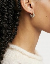 NEW €35 WHISTLES Gold Textured Hoops Chunky Carved Earrings Statement Jewellery