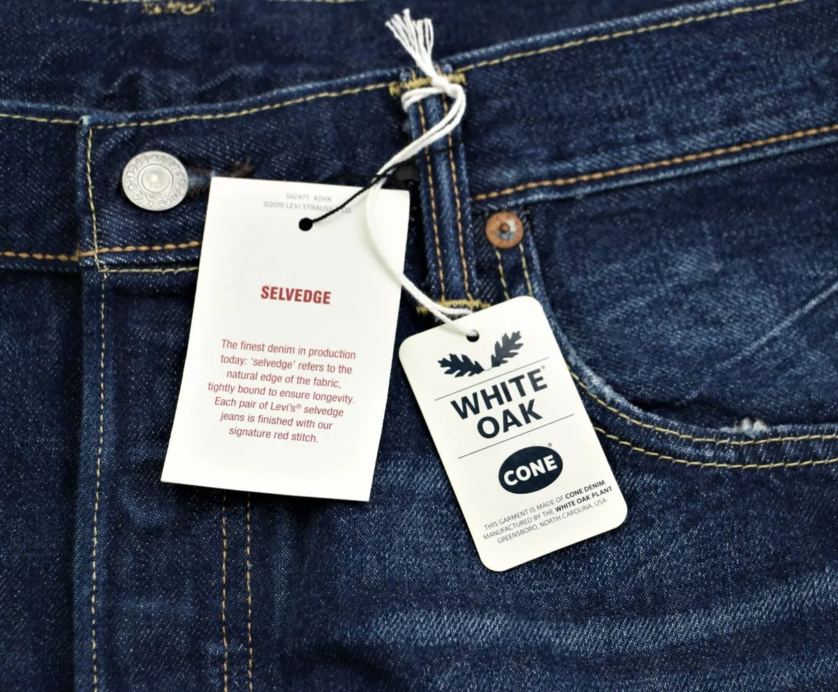 New Levi's 501 Selvedge Jeans Men's Size W34 L28 White Oak Cone Denim Unhemmed