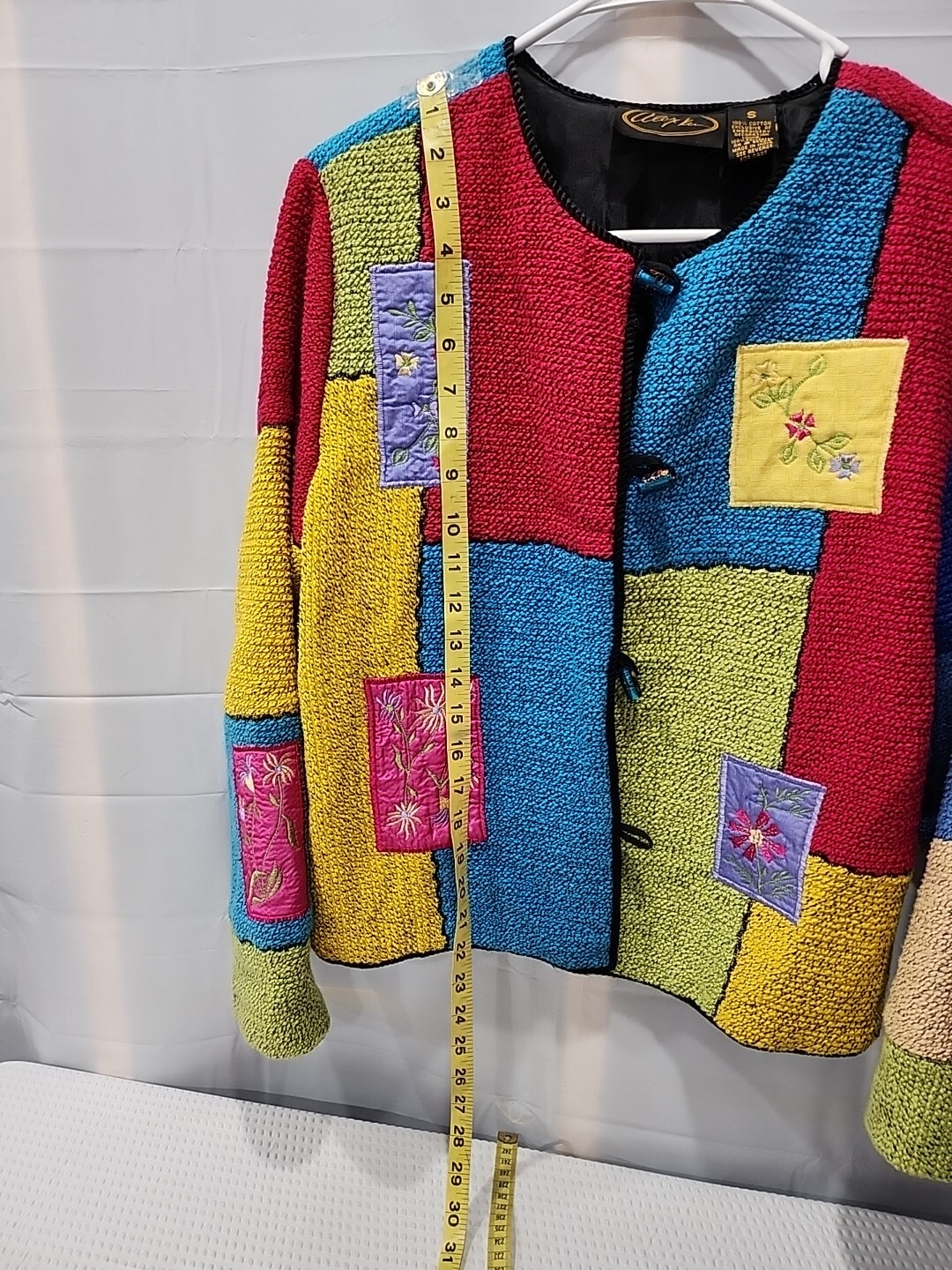 Alex Kim Small Embroidered Patchwork Button Jacke… - image 4