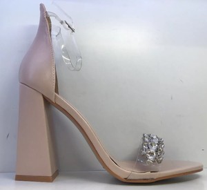 pink clear block heels