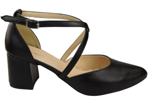Elegantes sandalias de cuero con lado abierto en tacón estable 218 - Imagen 107 de 113