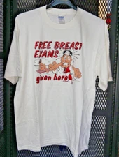 Vintage Cartoon Free Breast Exams Given Here Humor T-Shirt Men's XL Springhill