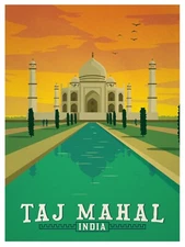 Taj Mahal India Travel Poster Print  Reproduction Giclee Print 11x17