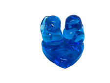 Bluebird of Happiness Art Glass 2 Love Birds on Heart Base Signed Leo Ward 1992