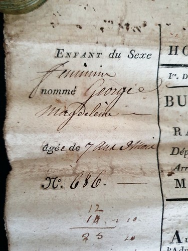 ANCIEN CERTIFICAT de PLACEMENT d'une ORPHELINE HOSPICES CIVILS DE PARIS 1807 19è - Photo 4 sur 12