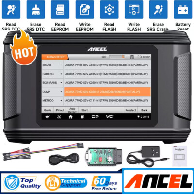 ANCEL Car Battery & Airbag Module Repair SRS Unit Crash Code Clear OBD2 Scanner