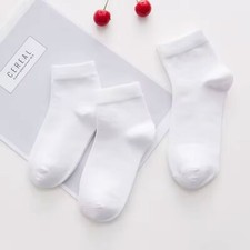 5 Pair Kids Boy Girl Casual White School Sport Athletic Crew Socks, Ages 8-10 yo