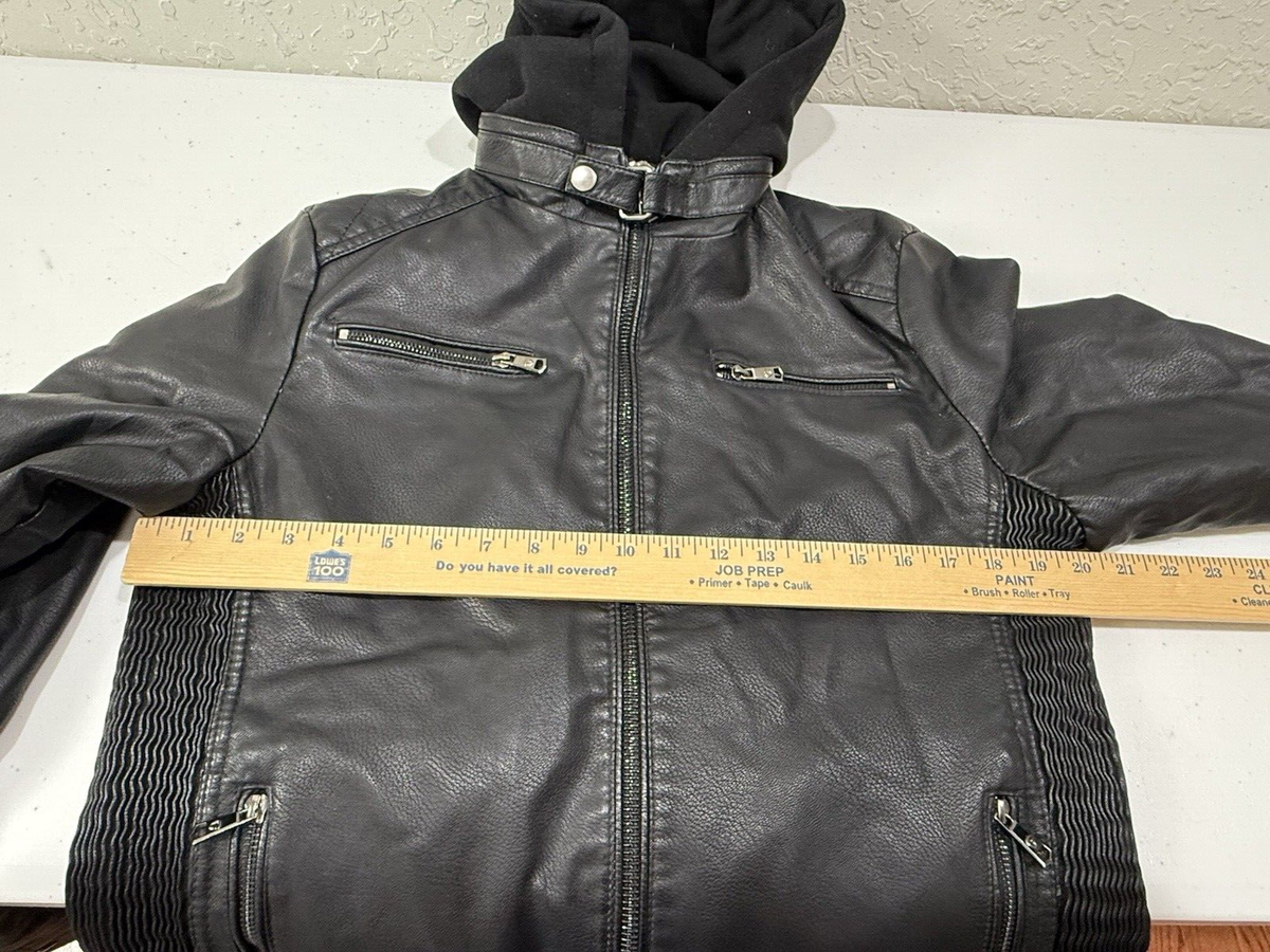 Fried Denim Est. 2015 NYC Black Faux Leather Jacket Bomber Fried Denim Est. 2015 NYC Black Faux Leather Jacket Bomber