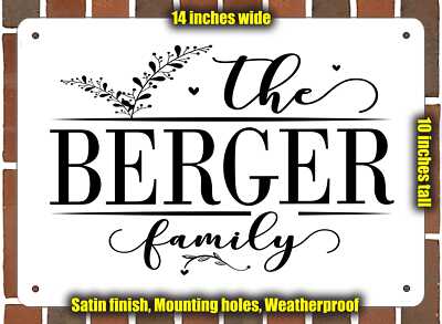 Berger Family Decorative Metal Door or Wall Plaque (Style 2)
