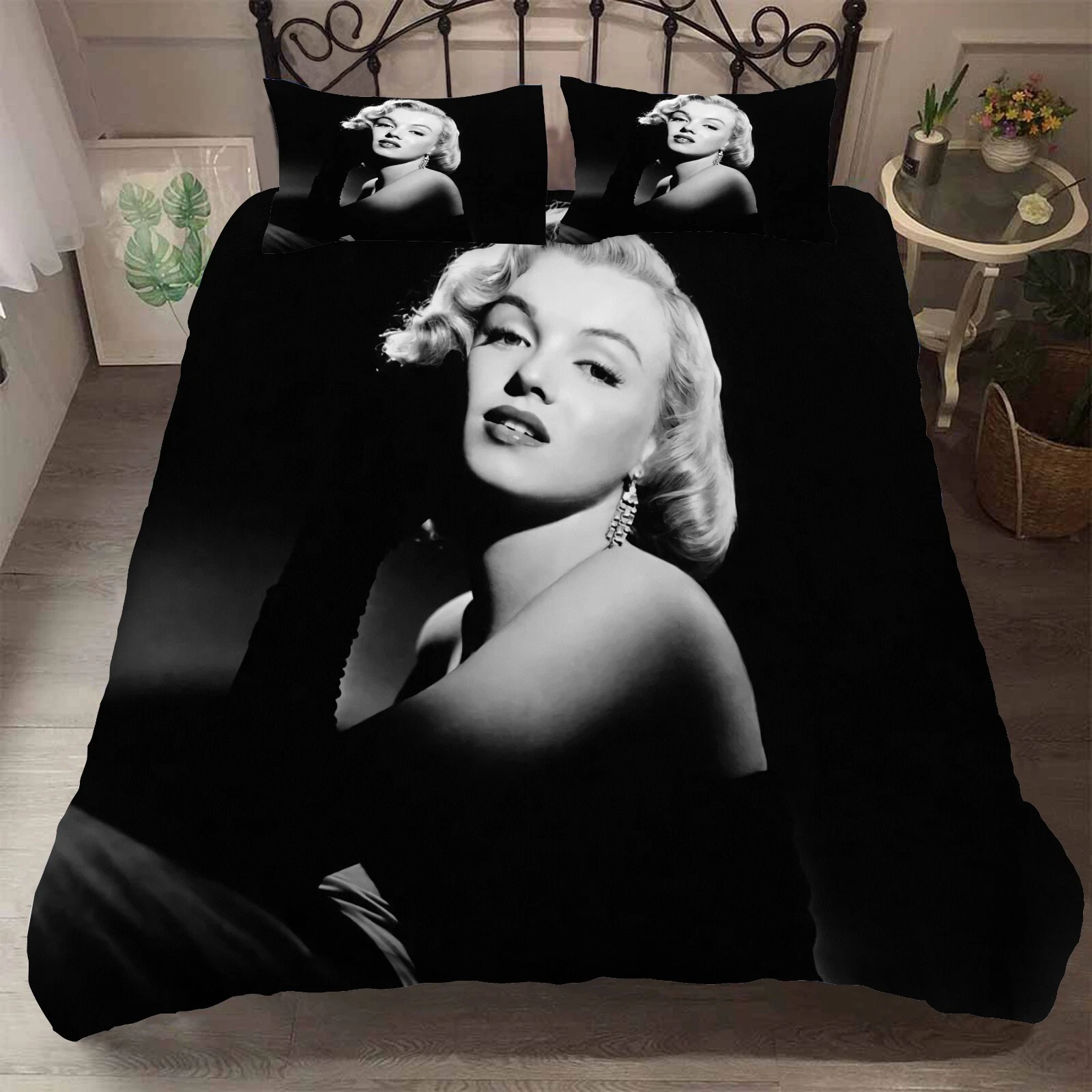 3D Marilyn Monroe Black Bedding Set