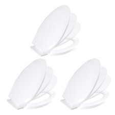 White Elongated Bathroom Toilet Seat Slow EZ Close Durable Plastic Pack of 3