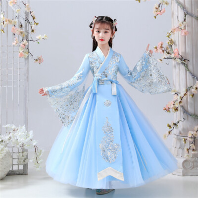 Children Girls' Retro Hanfu Costume Dresses Chinese Style Tang Dresses 