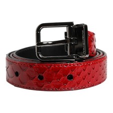 DOLCE & GABBANA Belt Men Red Exotic Leather Brass Metal Buckle 80cm /32in 750usd