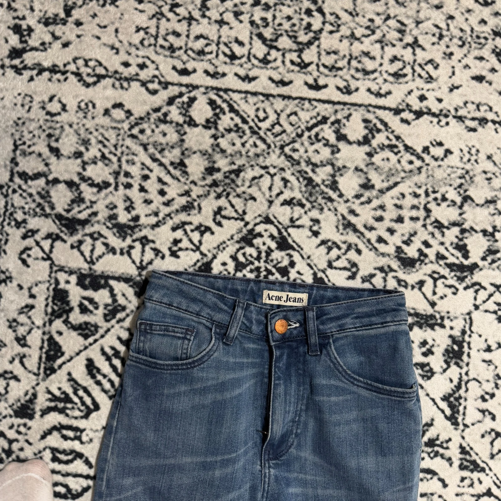 GUCCI Pantaloni Acne Jeans Unisex Blu Cotone Denim Taglia W26 L32 Casual Dritti Y2K Anni 90 F
