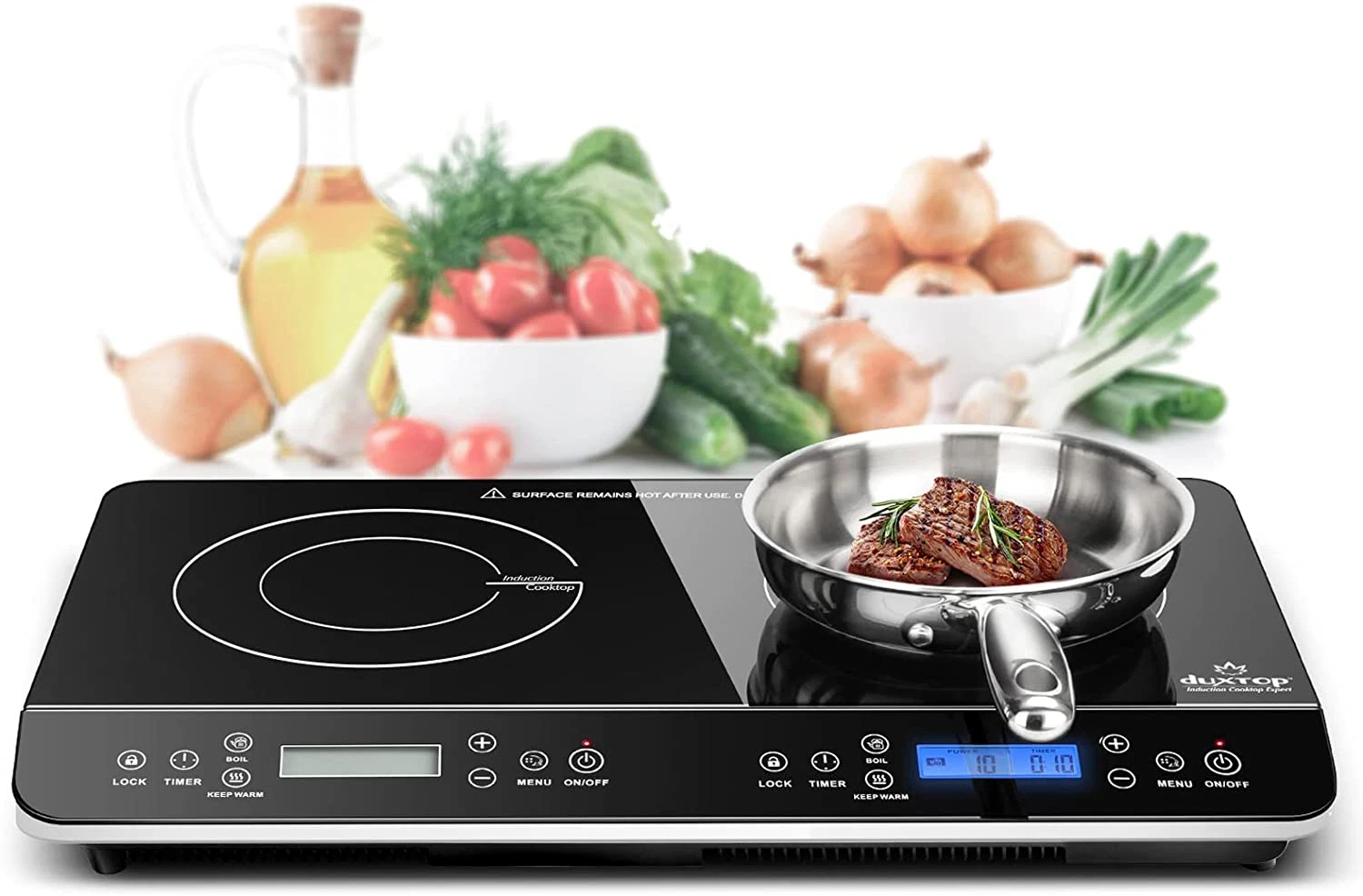 1800W Portable Double Induction Cooktop with Touch Control - LCD Burner