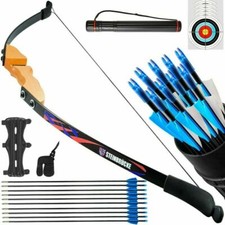 54'' 30lbs Recurve Bow Arrow Traditional Wooden Hunting Target Adults Training