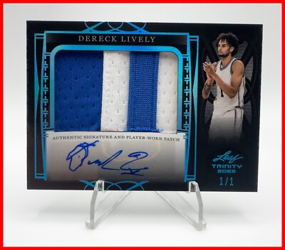 **WOW** Dereck Lively 2023 Leaf Trinity Black Rookie Player Worn Patch Auto #1/1