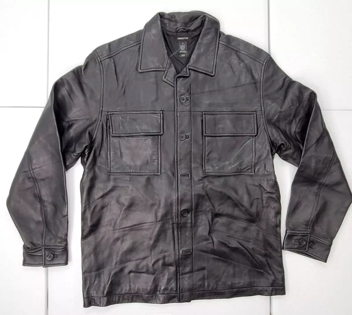 Claiborne mens leather jacket cheap