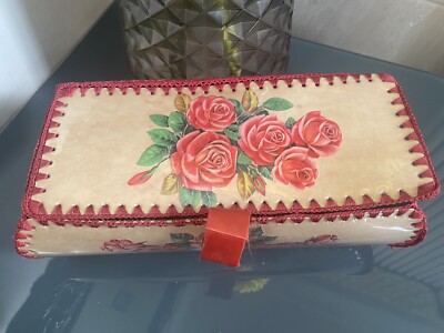 Vintage Vinyl Floral Box, Storage, Craft Jewellery - Rare Find, Circa 1970's