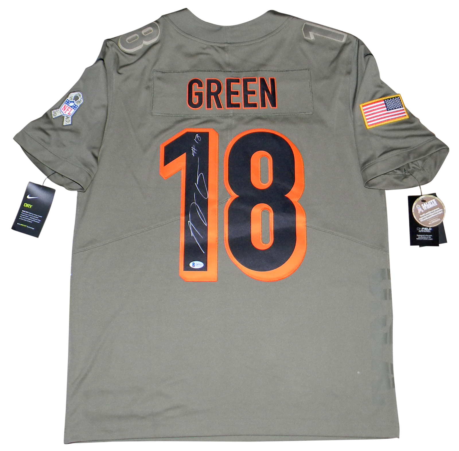 A.J. Green Autographed Signed Cincinnati Bengals AJ GREEN SALUTE TO SERVICE NIKE LIMITED JERSEY BECKETT 