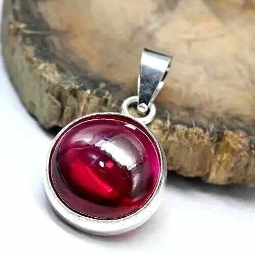 Natural Certified Red Ruby 47 Ct Cabochon Loose Gemstone 925 Silver Pendant