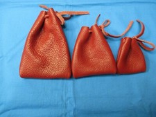 3 MAROON COLORED DEERTANNED Drawstring Pouches, Coins Hunting  Fishing Misc Use
