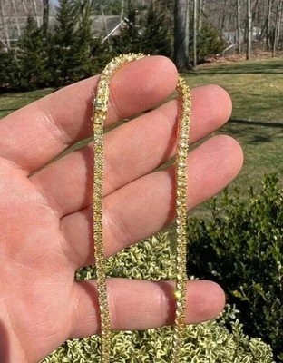 Damen-Tennishalskette 9 kt Rundschliff Lab Created Citrin 14 K Gelbgold vergoldet