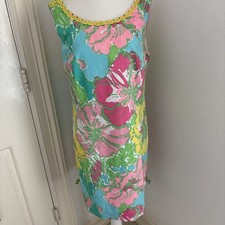 Lilly Pulitzer Women's Bright Floral Summer Mini Dress size 10- Shorley Blue