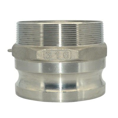 4'' in inch Type F Camlock Male Adapter to Male NPT Stainless Steel Pipe Fitting