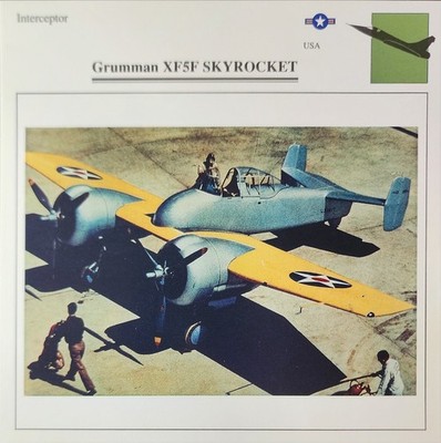 Grumman XF5F Skyrocket Plane Picture Vtg Original Aircraft Info Collector Card 