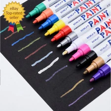 BEMLP Permanent Marker Pen Colorful Waterproof Metal Oilly Fill Paint for School