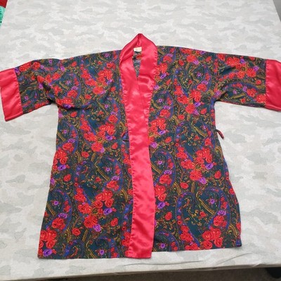 Vintage Victoria's Secret Kinomo Robe Womens One Size Fits All Red Gold Label