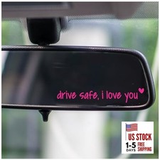 I Love You Drive Safe Mirror Sticker, Car Stickers for Women, Drive Safe - Pink
