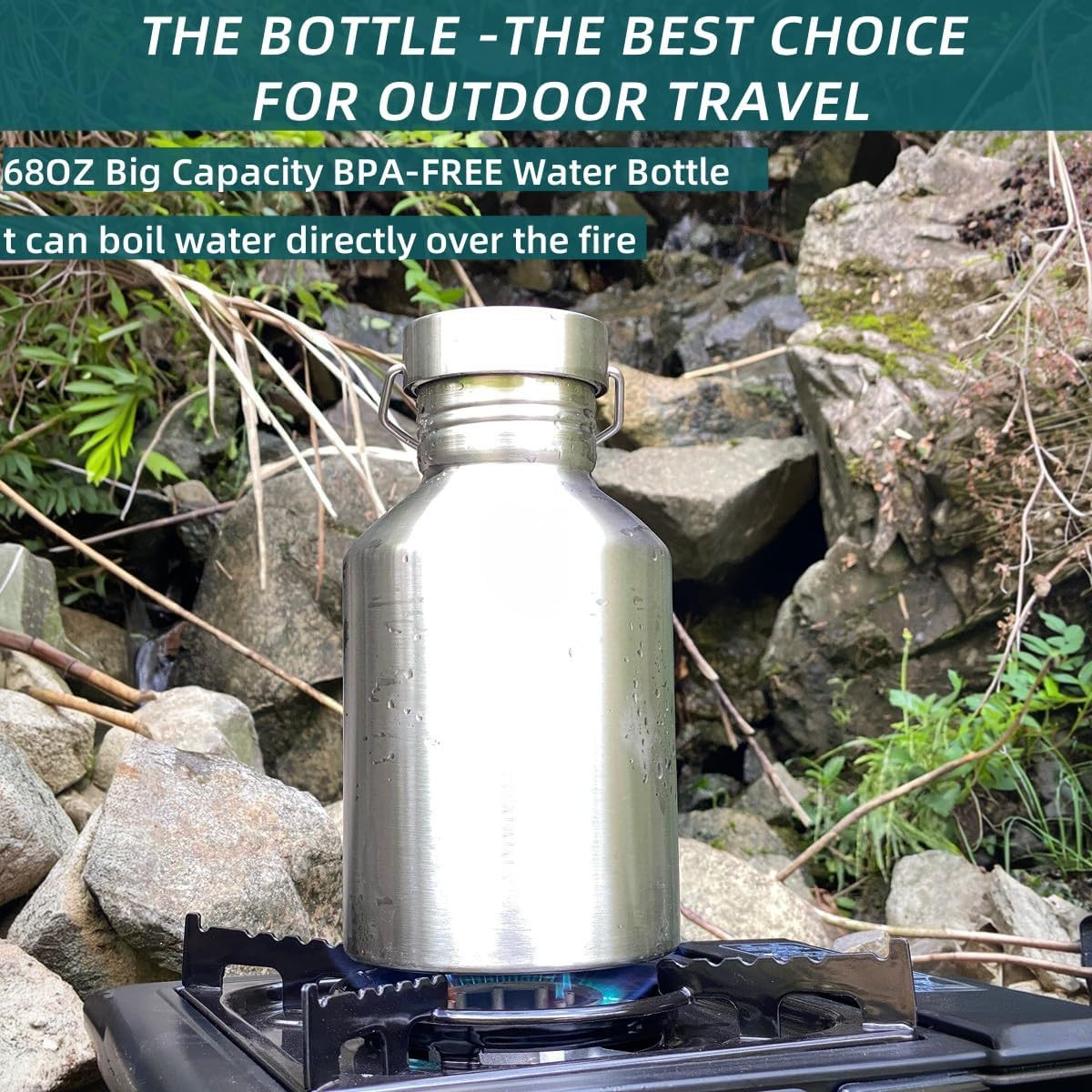 68OZ Stainless Steel Water Bottle Handle Big Water Bottle Me