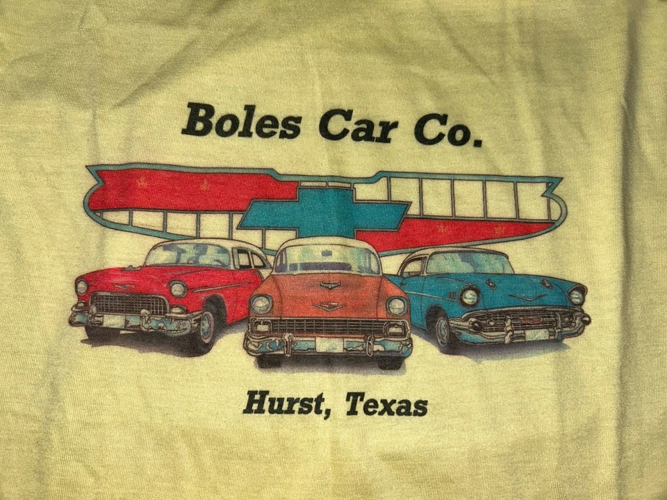 Camiseta Vintage Anos 80 Carro Clássico Chevy Ponto Único Xpres Malhas Grande Amarela TX - Imagem 2 de 4