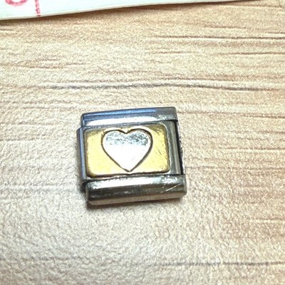 Nomination Italy Classic Heart Charm Link Stainless Steel Gold Tone 9mm Italian