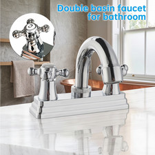 4in Chrome/ Black Sink Faucet 3Hole Centerset Vanity Mixer For RV Bathroom US