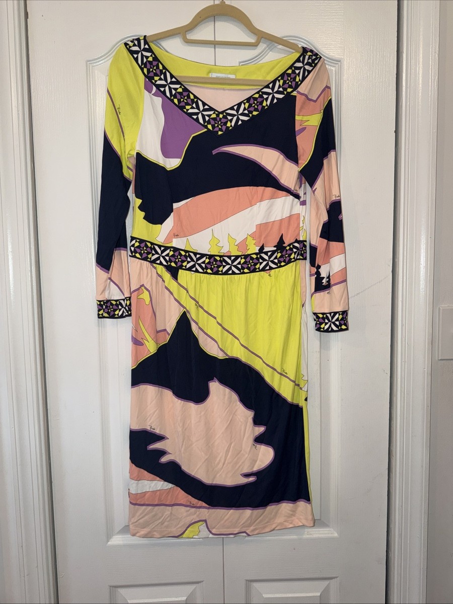 emilio pucci midi dress UNWORN Emilio Pucci Embroidered Signature Print Embellished Tunic Midi Dress 40