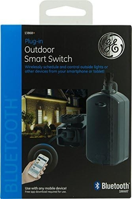 #ad GE 13868 Plug in Outdoor Smart Switch Timer Bluetooth Black New In Box $29.99