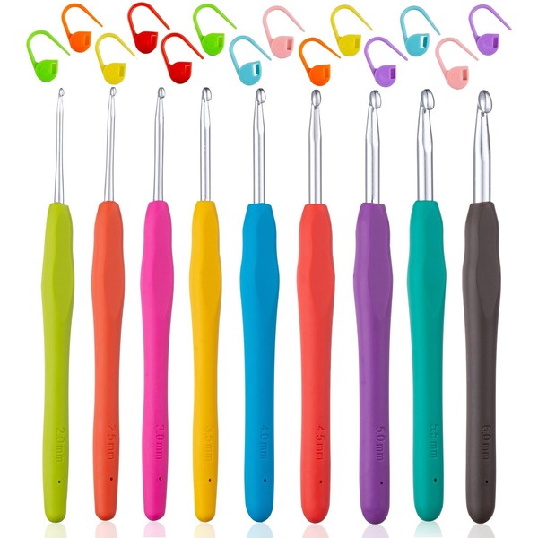 HäKelnadel Set Ergonomisch Softgriff Komfort AnfäNger PräZise Kontrolle 9 StüCk-image