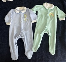 VTG Sears Newborn Embroidered Terry Cloth Sleeper Set - 2B -1980's Made in USA