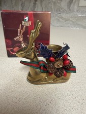 Holiday Time Solid Brass Gold Deer Candle Holder Christmas Boxed
